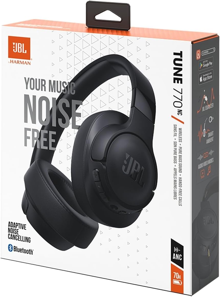 JBL Tune 770NC Noise-Canceling Wireless Over-Ear Headphones (Black)