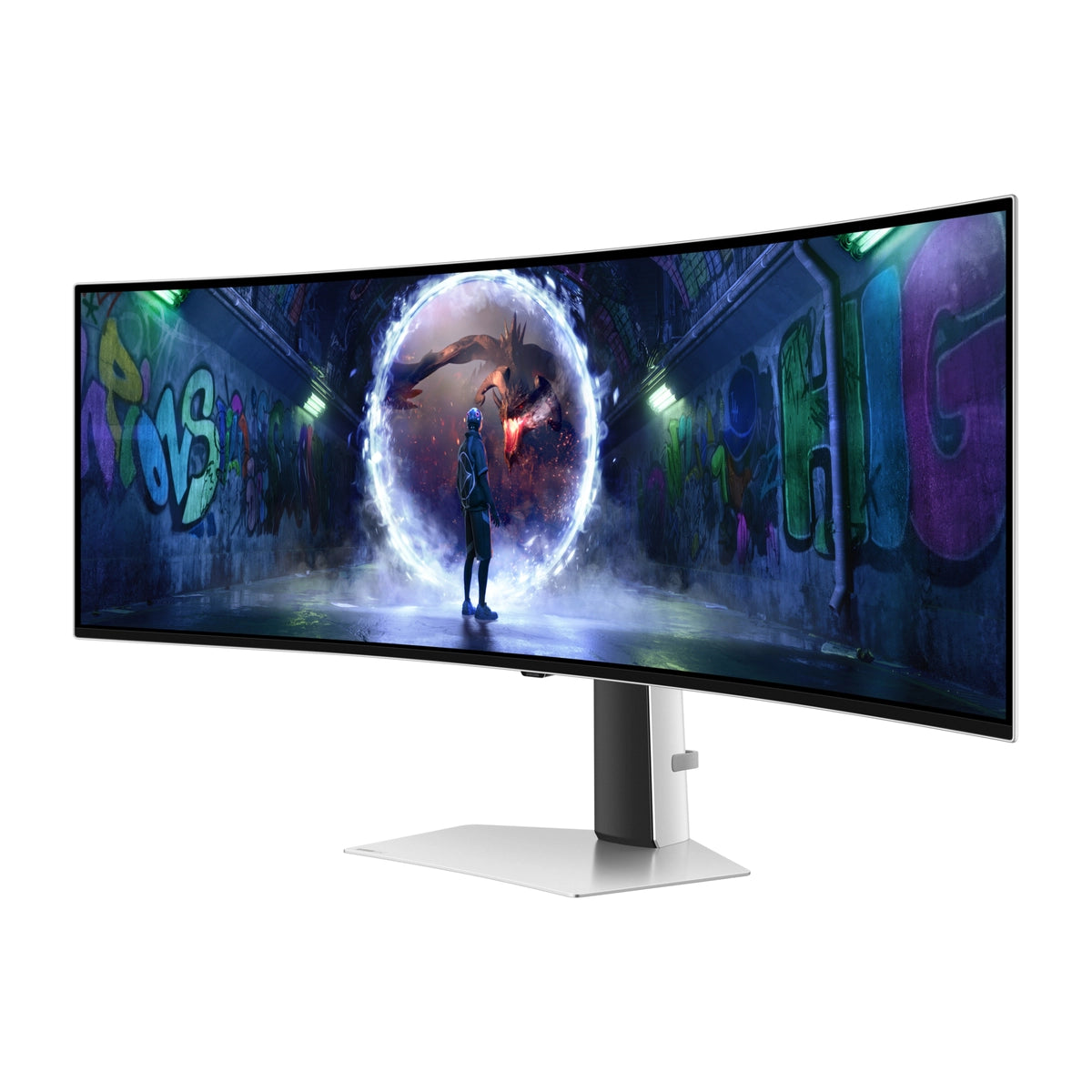 Samsung 49" Odyssey OLED G93SD DQHD, 240Hz Gaming Monitor, 124.5 cm (49"), 5120 x 1440 pixels, Dual QHD, OLED, 0.03 ms, Silver