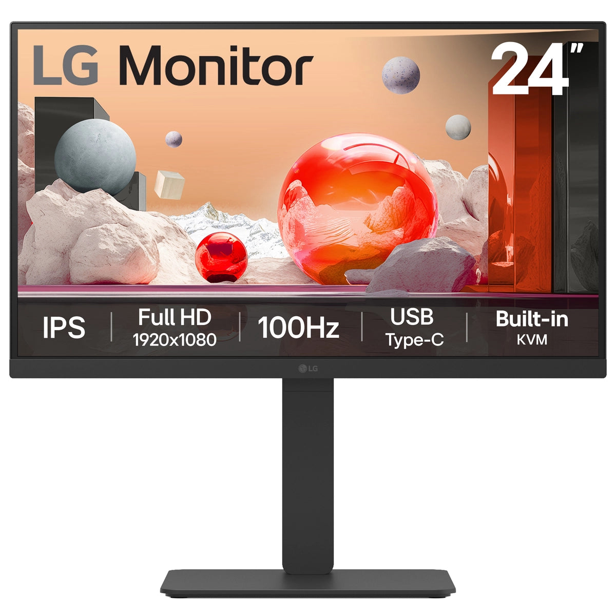 LG 24BA650-B, 60.5 cm (23.8"), 1920 x 1080 pixels, Full HD, LED, 5 ms, Black