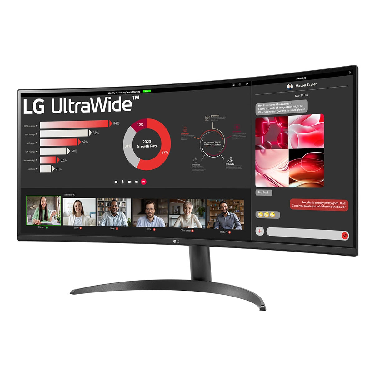 LG 34WR50QK-B, 86.4 cm (34"), 3440 x 1440 pixels, Wide Quad HD, 5 ms, Black